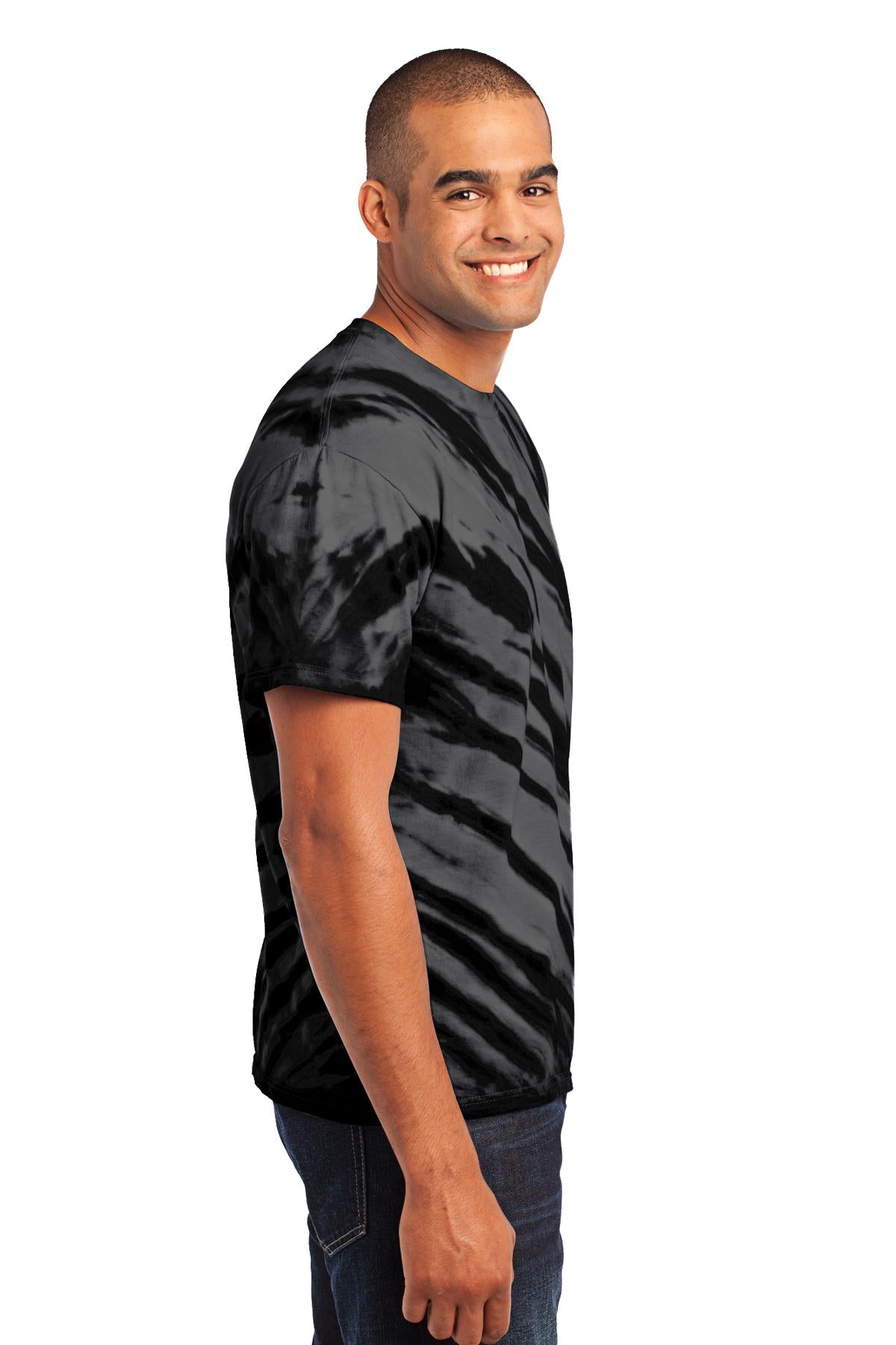 Black Port & Company - Tiger Stripe Tie-Dye Tee. PC148