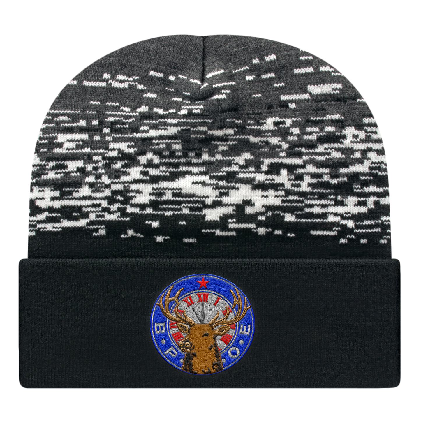 C A Static Pattern Knit Cap With Cuff