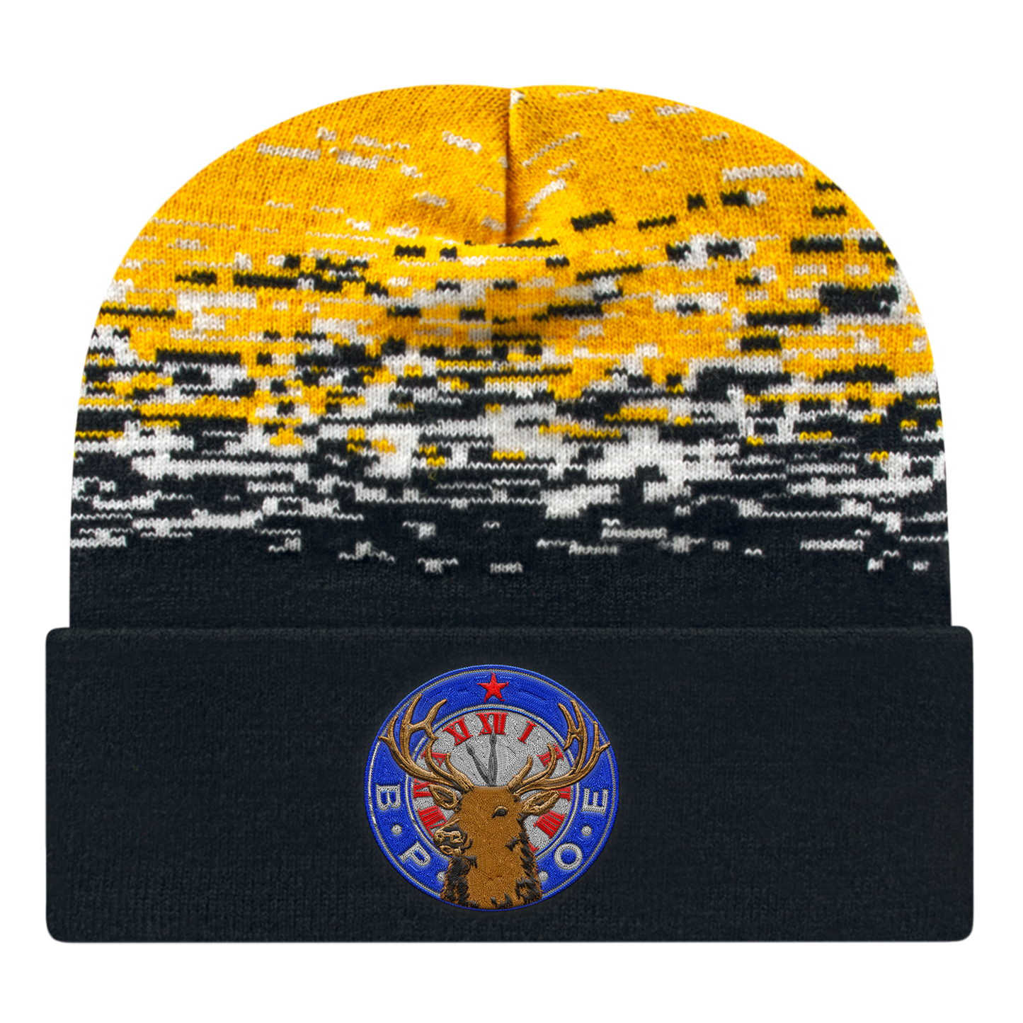 C A Static Pattern Knit Cap With Cuff