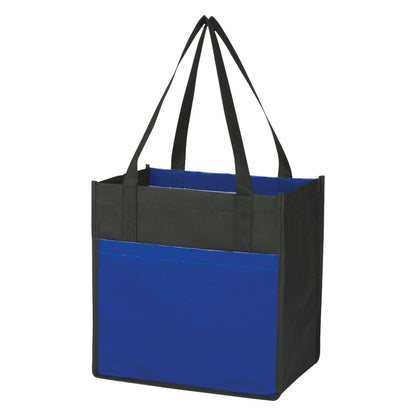 BLACK WITH ROYAL Lami-Combo Shopper Tote Bag plain grouped