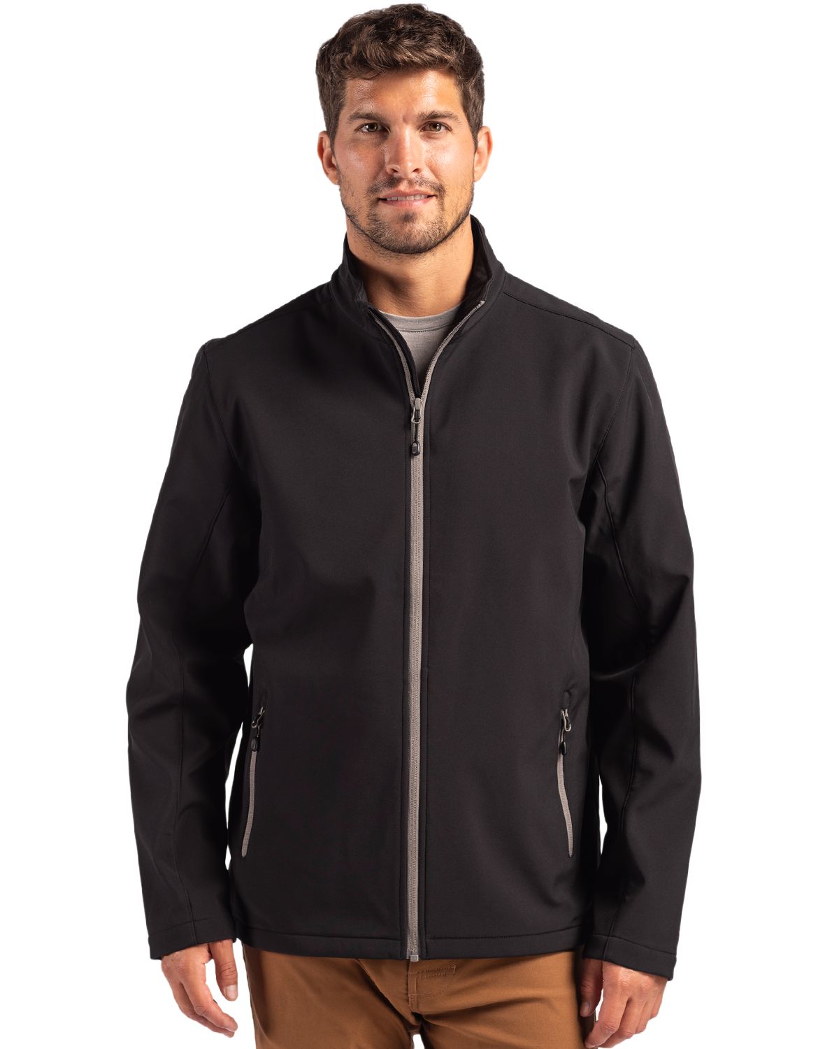 Black/Pure Slate Clique Tempo Stretch Full Zip Mens Softshell Jacket  - S