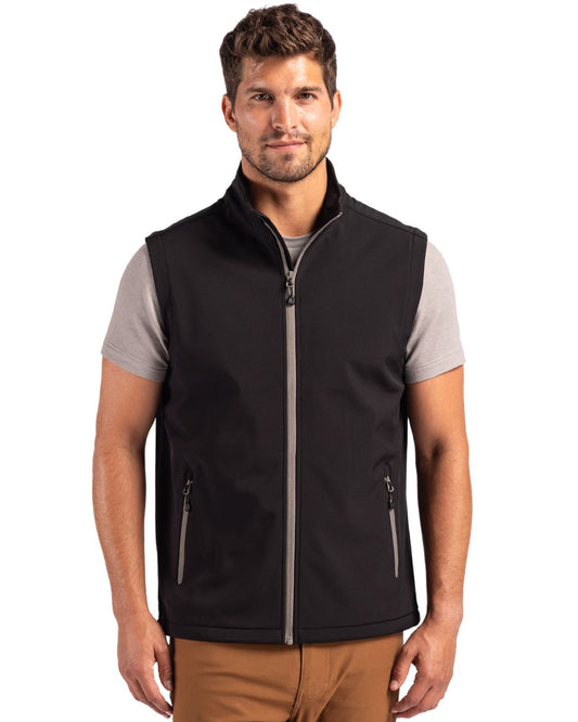 Black/Pure Slate Clique Tempo Stretch Full Zip Mens Softshell Vest  - S