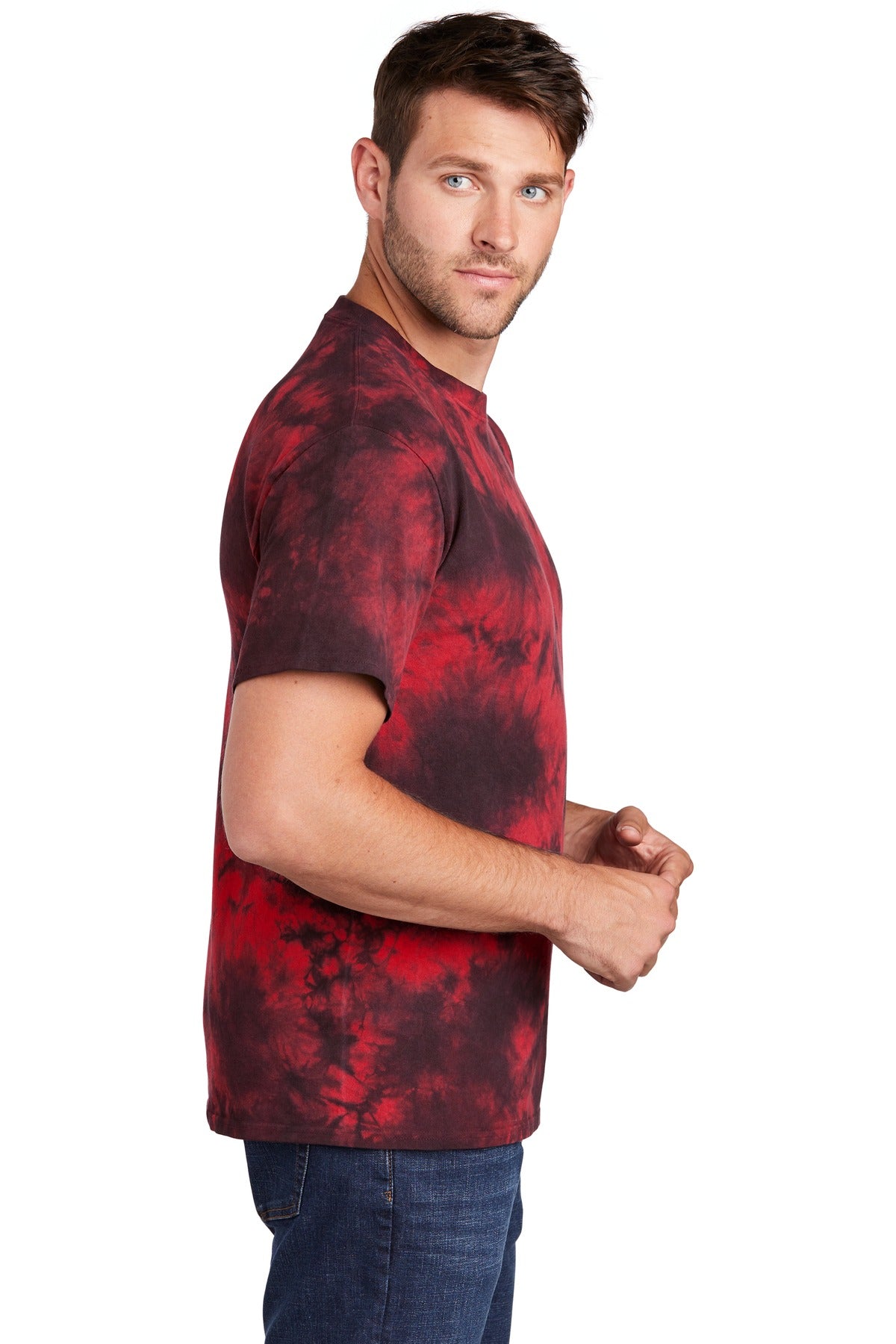 Black/Red Port & Company Crystal Tie-Dye Tee PC145
