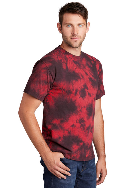 Black/Red Port & Company Crystal Tie-Dye Tee PC145