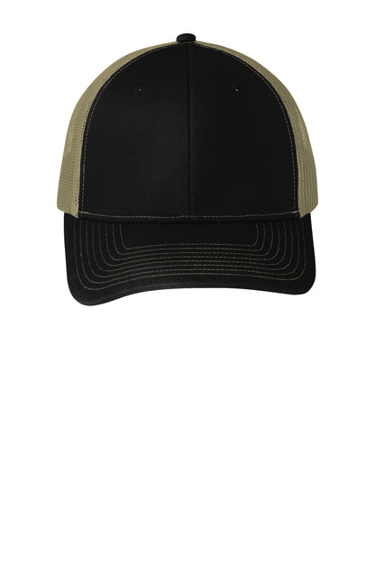Black/Tan Port Authority Snapback Trucker Cap. C112