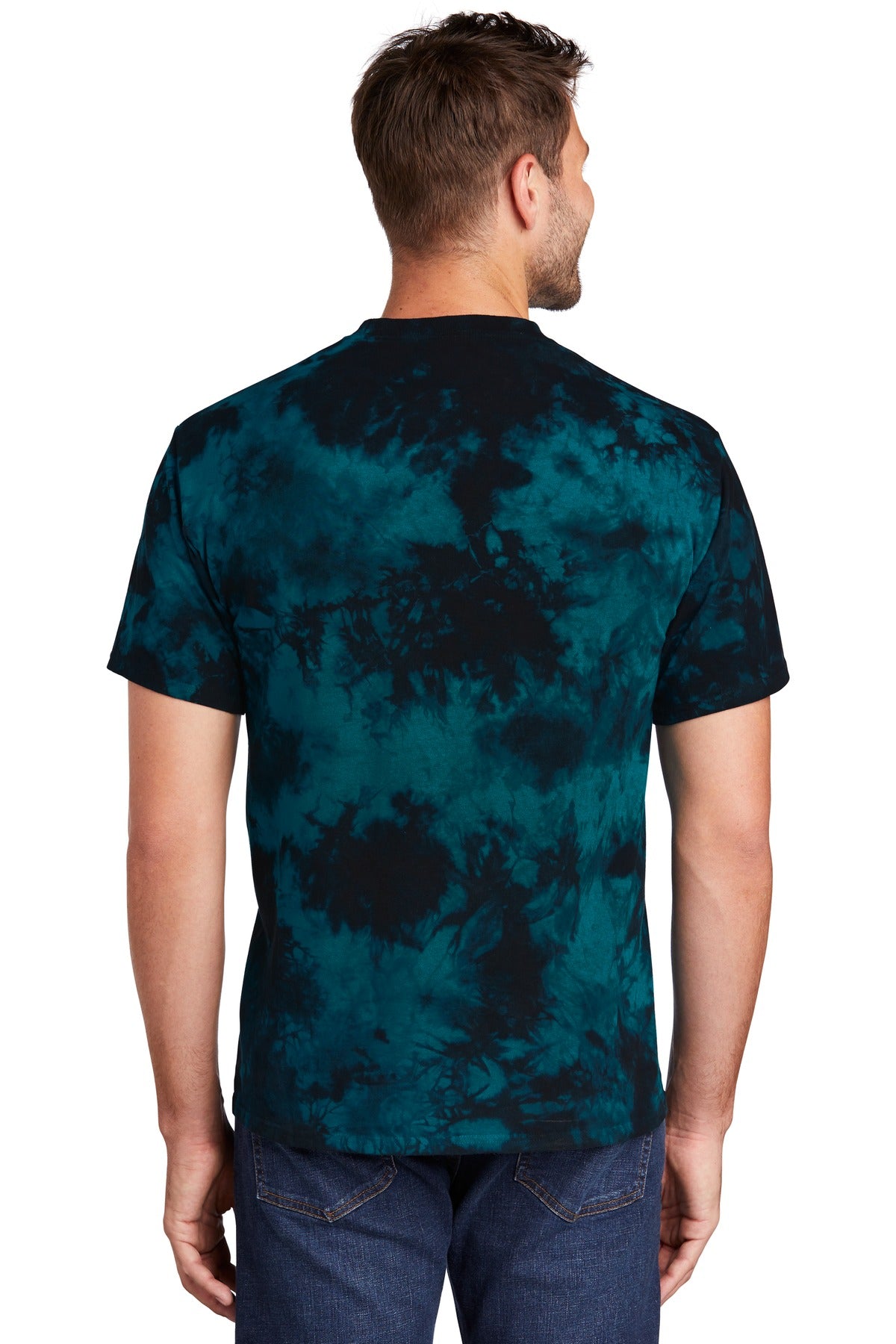 Black/Teal Port & Company Crystal Tie-Dye Tee PC145
