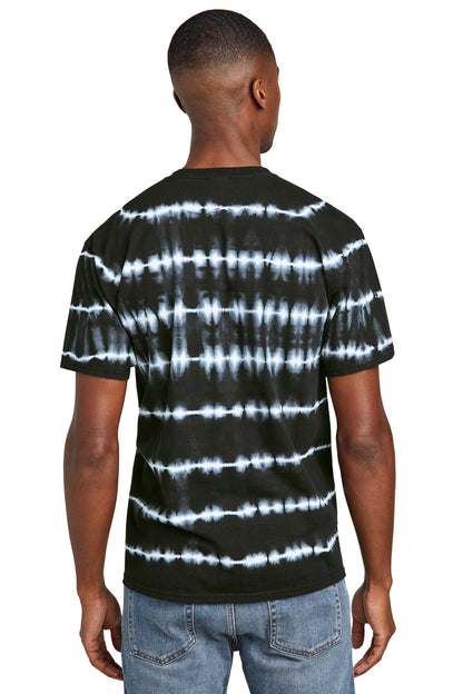 Blk/White Port & Company Allover Stripe Tie-Dye Tee PC142