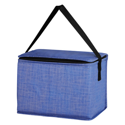 BLUE Crosshatch Non-Woven Lunch Bag plain grouped