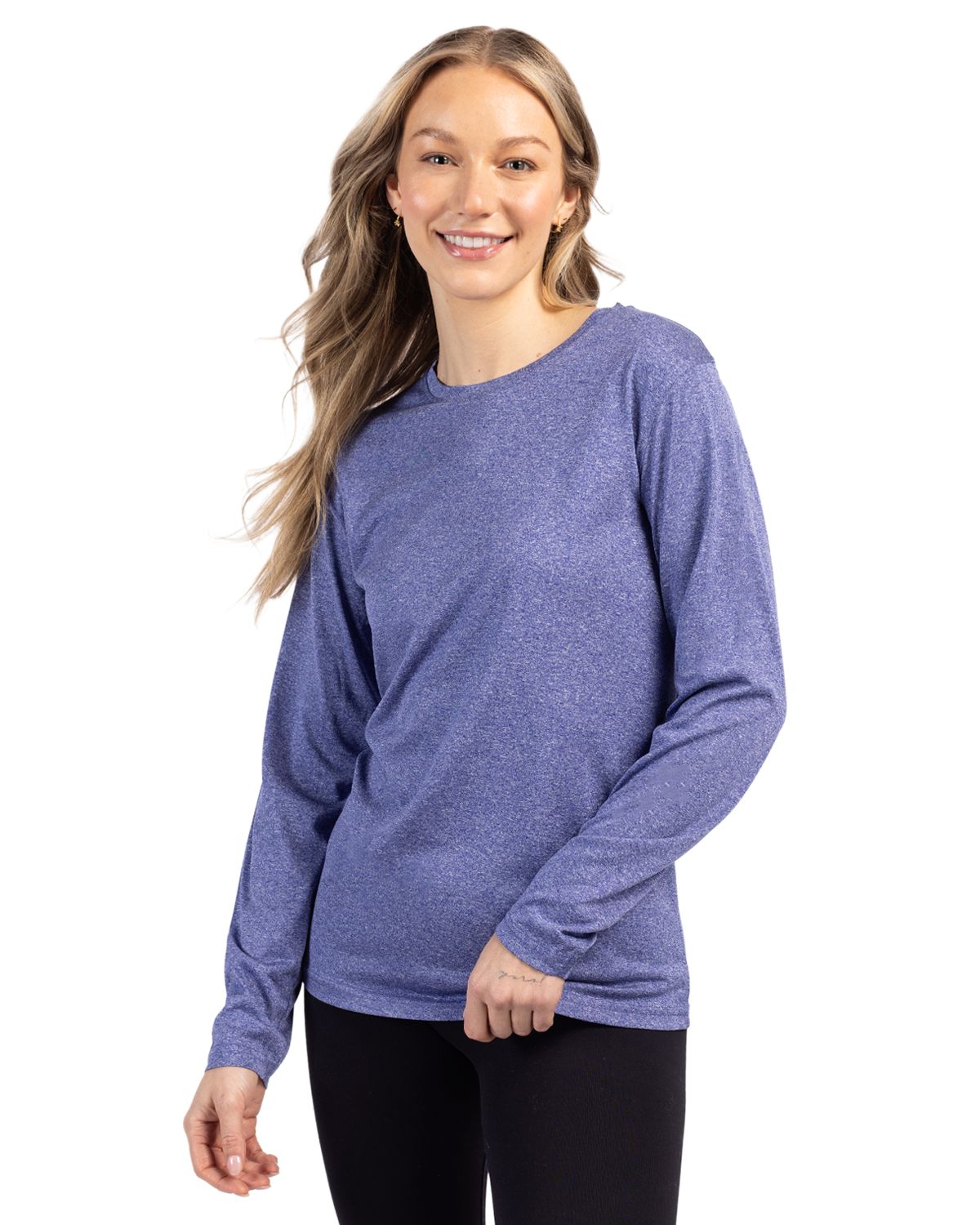 Blue Heather Clique Charge Active Womens Long Sleeve Tee  - XS