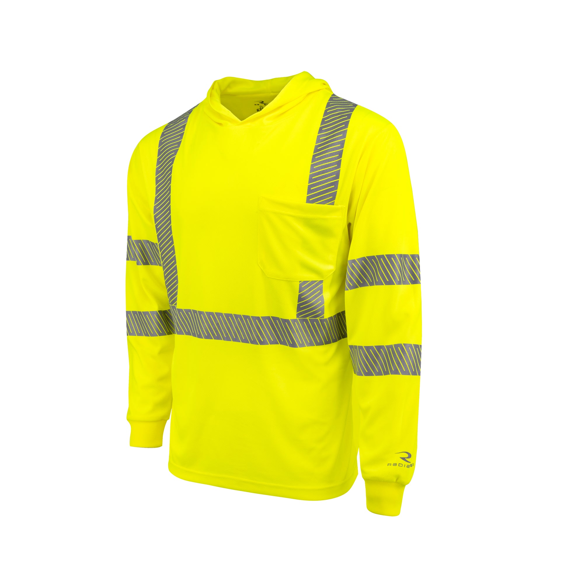 ST61-3 Hooded Type R Class 3 Mesh Long Sleeve T-Shirt - Green - Size XL