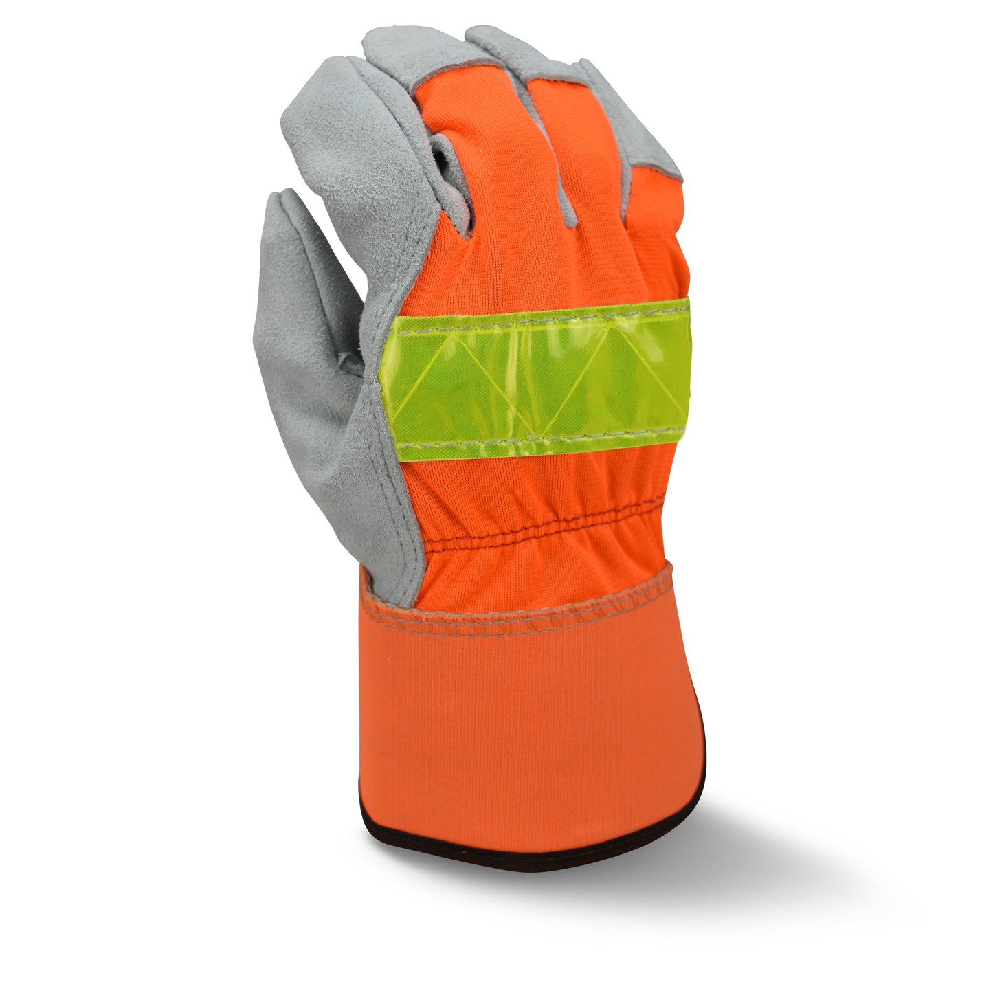 RWG3200HV High Visibility Regular Shoulder Gray Split Cowhide Leather Palm Glove - Size L