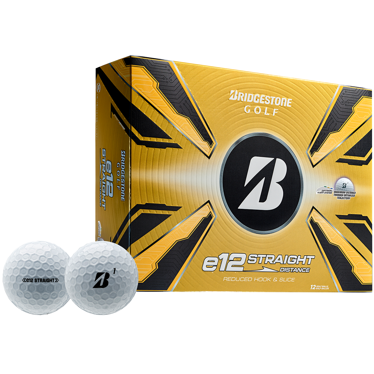 White Bridgestone e12 Straight Golf Balls
