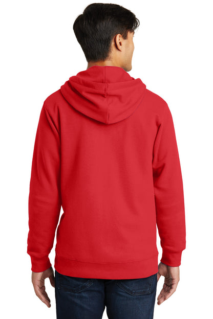 Bright Red Port & Company Fan Favorite Fleece Full-Zip Hooded Sweatshirt. PC850ZH