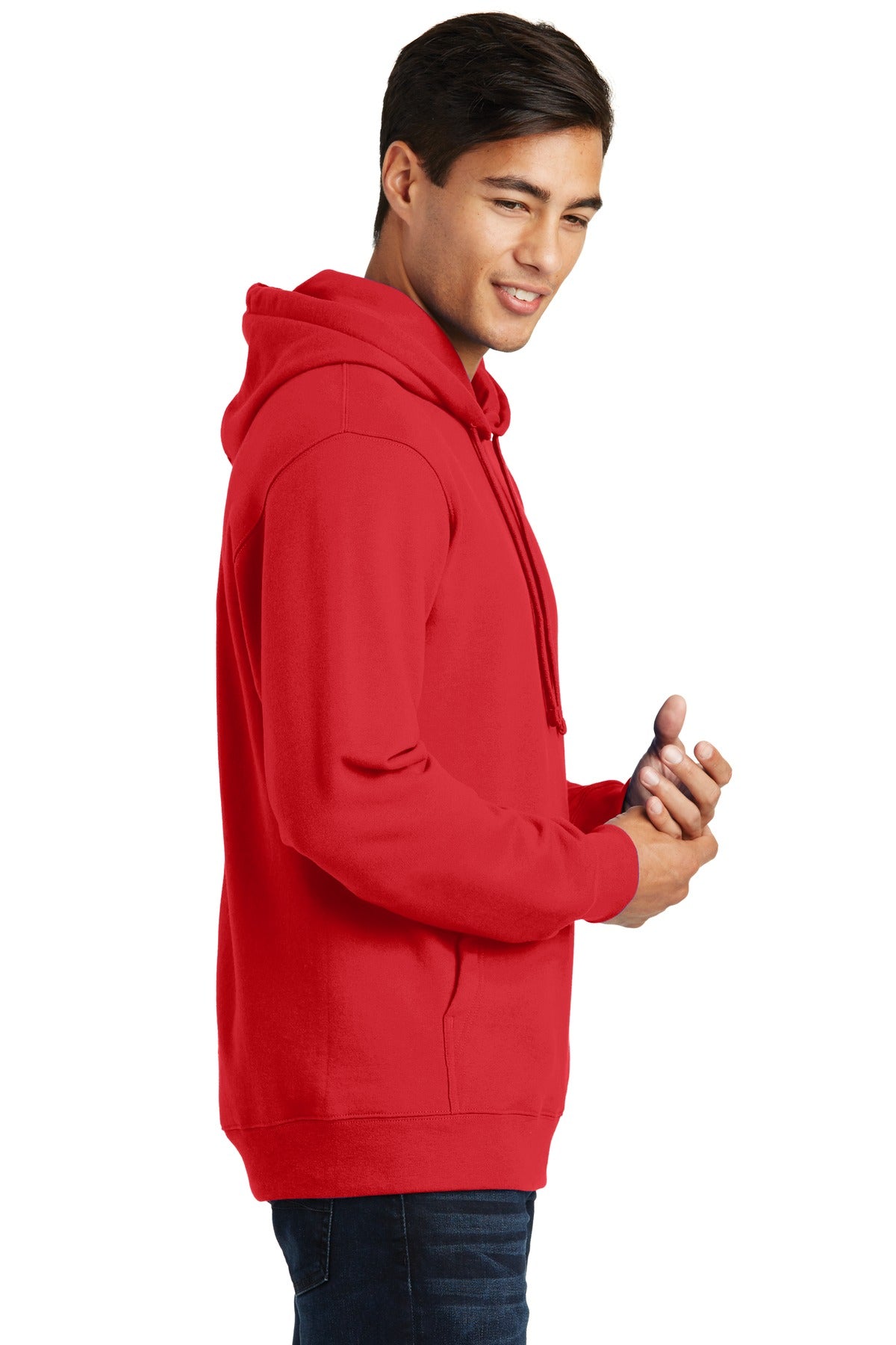 Bright Red Port & Company Fan Favorite Fleece Pullover Hooded Sweatshirt. PC850H