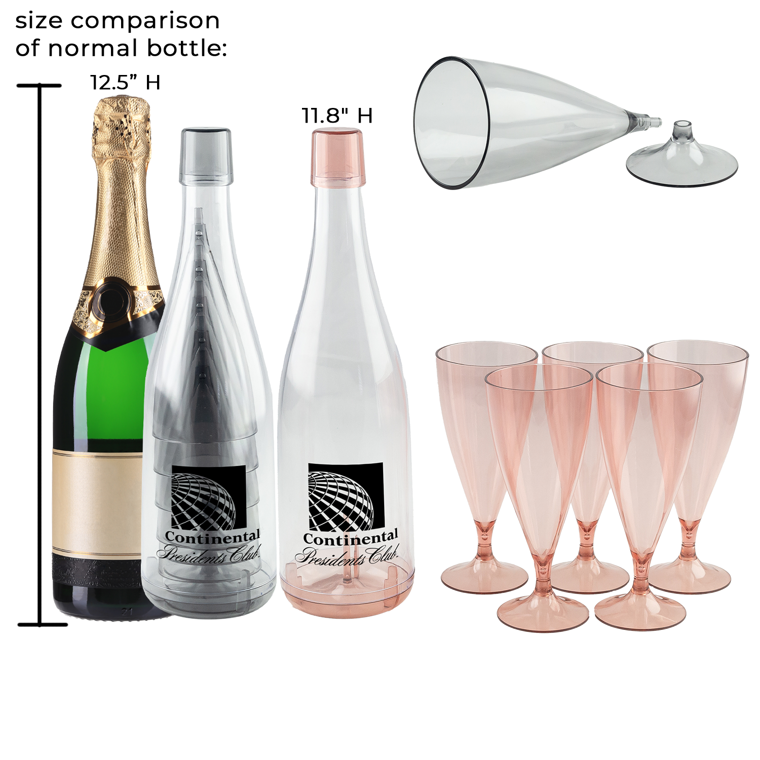 Rose Gold Bubbly Reusable Champagne Flutes Set