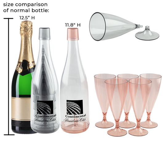 Rose Gold Bubbly Reusable Champagne Flutes Set