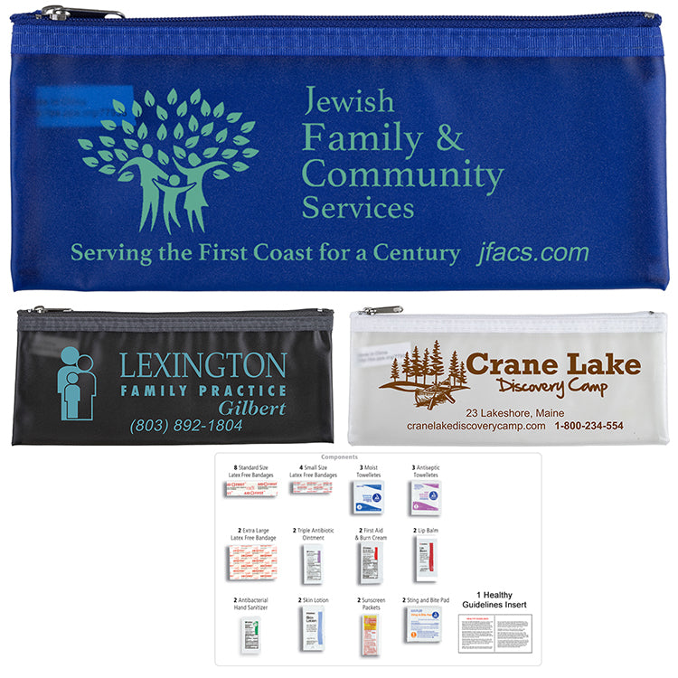 Trans Blue "MOLERA" 35 Piece Deluxe First Aid Kit in Zipper Kit