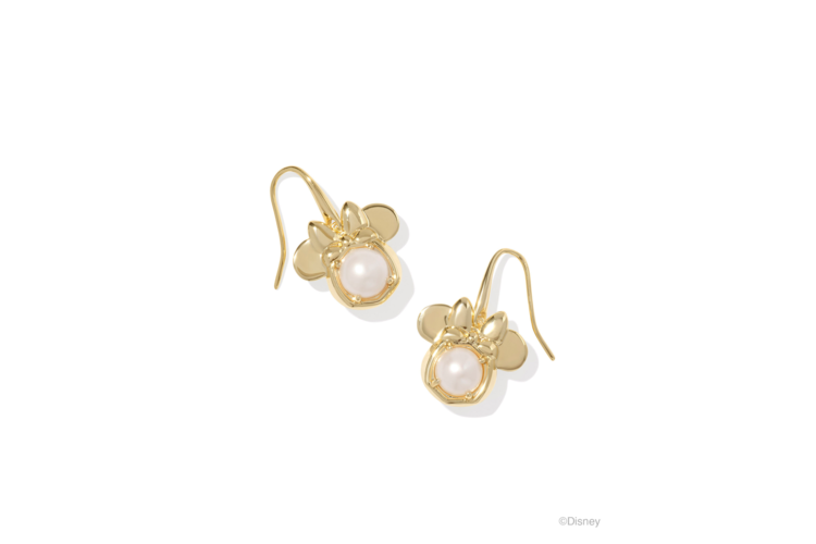 Kendra Scott Disney Gold Minnie Mouse Drop Earrings in Freshwater Cultured Pearl