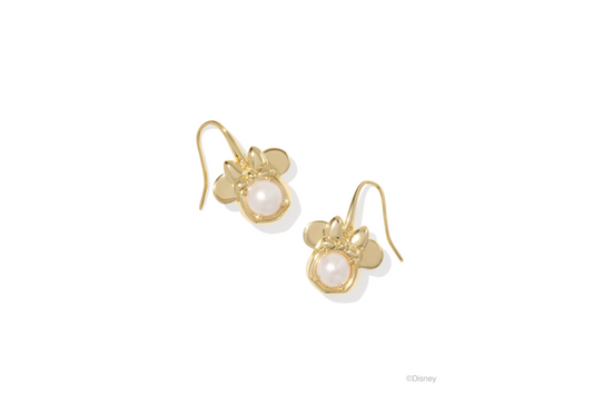 Kendra Scott Disney Gold Minnie Mouse Drop Earrings in Freshwater Cultured Pearl