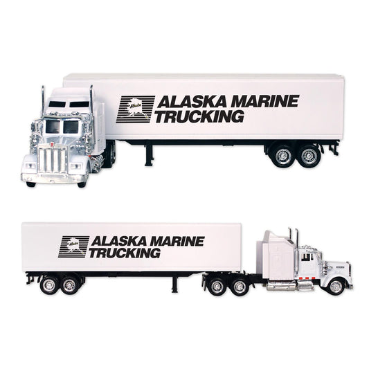 White Kenworth W900 Tractor Trailer Truck