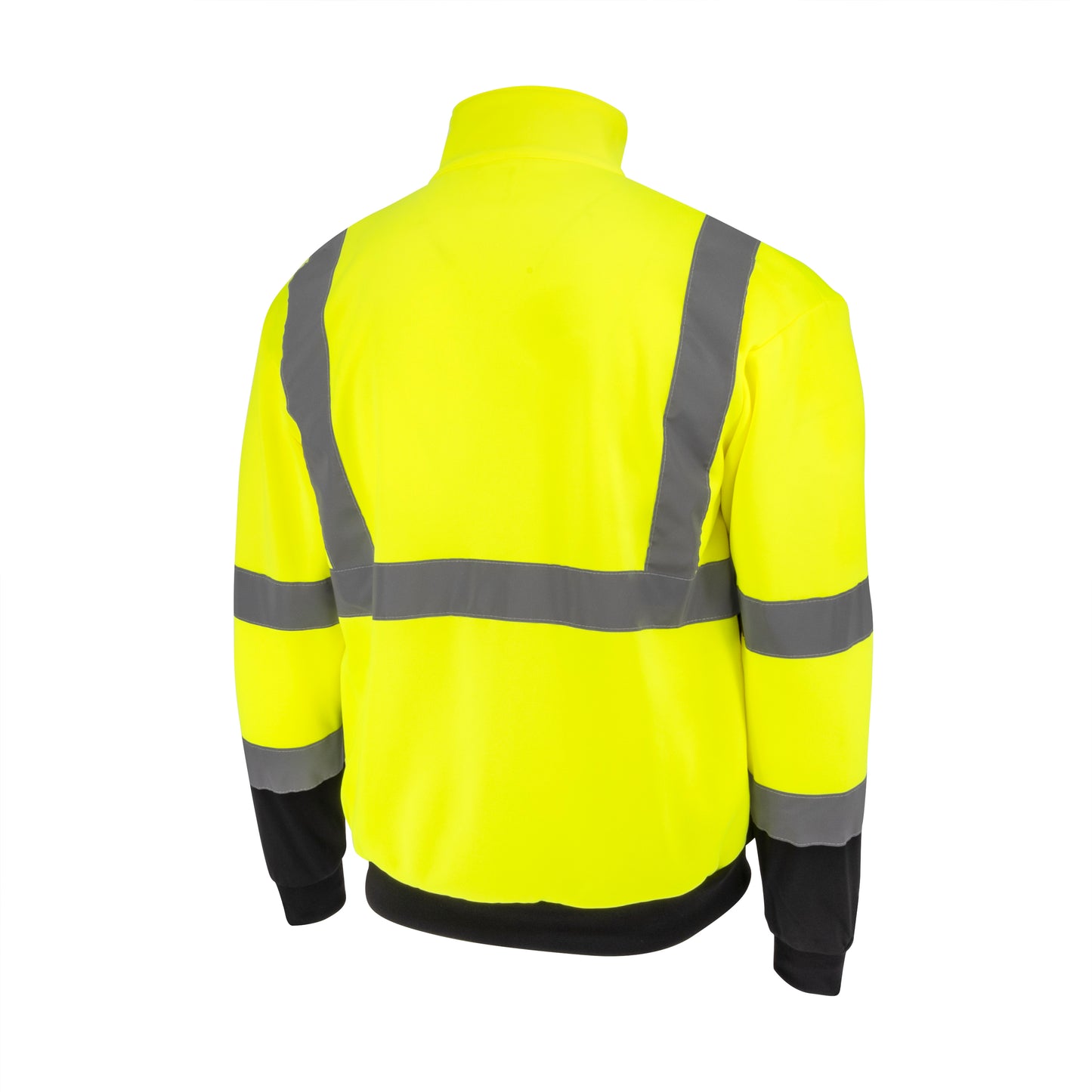 SJ34B-3 Class 3 Color Blocked 1/4 Zip Sweatshirt - Hi Vis Green - Size 2X