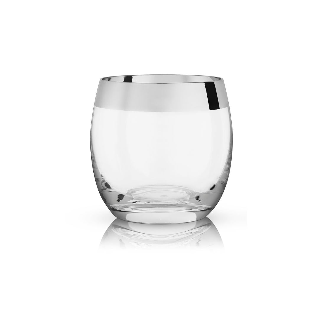 Viski® Chrome Rim Crystal Tumbler