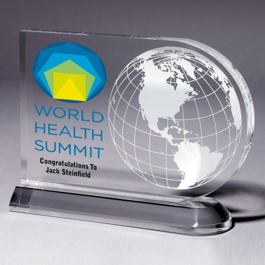 Medium Globe Award - Laser Engraved - (7½" x 5¾" x ¾")
