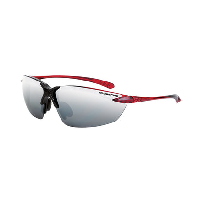 Sniper Premium Safety Eyewear - Shiny Black/Burgandy Red Frame - Silver Mirror Lens