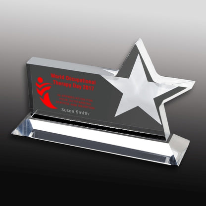 Clear Horizontal Acrylic Star Award - 4 Color Process