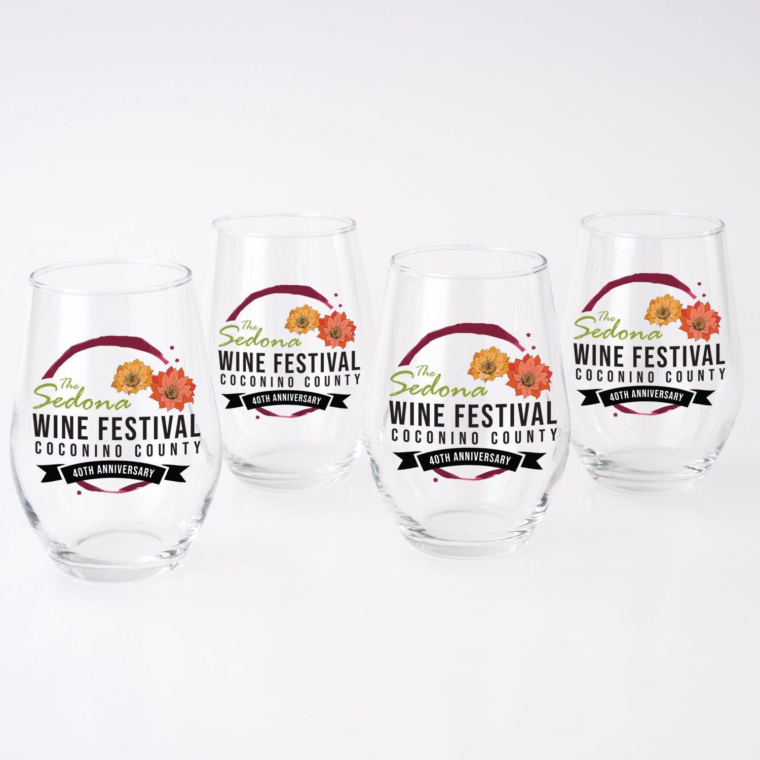 FULL COLOR STEMLESS WINE GLASS GIFT SET OF 4