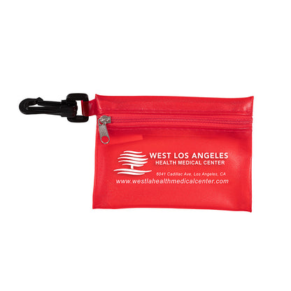 "PARKWAY 7" Piece First Aid Kit inTranslucent Zipper Kit with Plastic Carabiner Attachment
