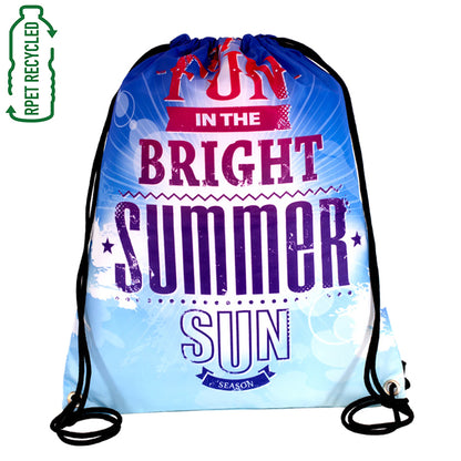 "SHASTA" 13" W x 16" H Recycled RPET Full Color Import 210D RPET Drawstring Cinch Pack Backpack