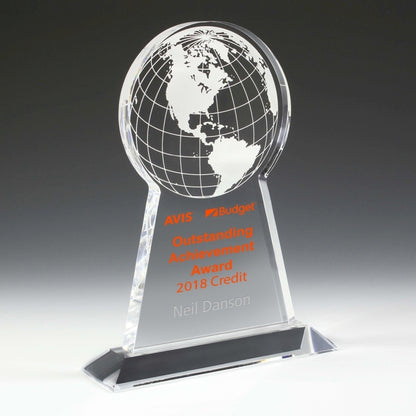 Tall Globe Award - Laser Engraved - (7½" x 9¼" x ¾")