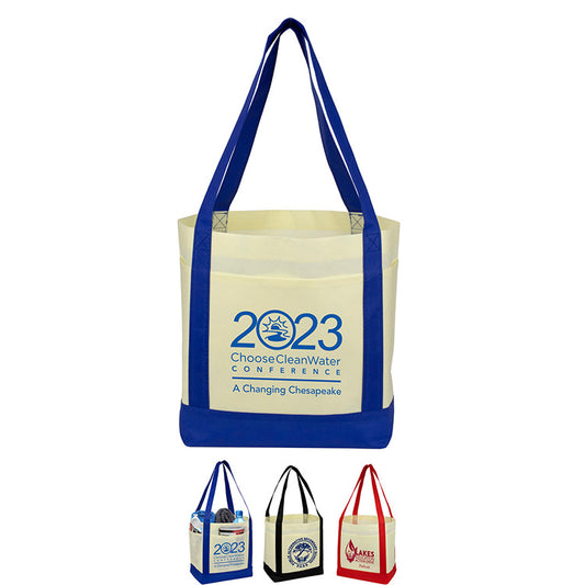 18”W x 12”H x 7” Gusset - "THE CRUISER" Faux Canvas 3-Pocket Value Tote