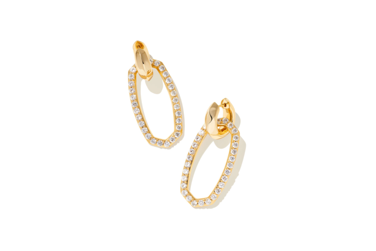 Kendra Scott Danielle Convertible Gold Earrings in White Crystal