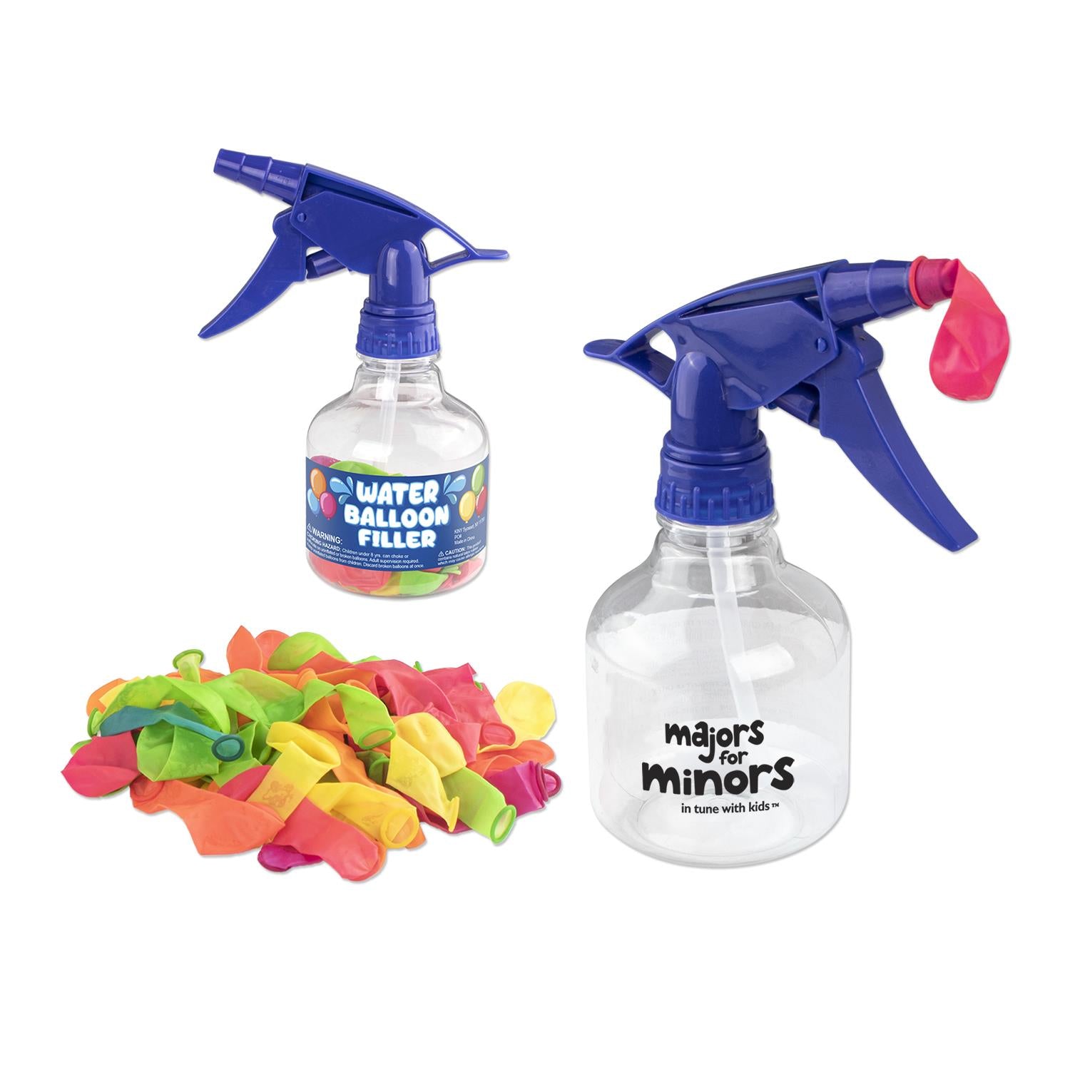 Blue Spray Bottle with Water Balloons