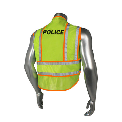 LHV-207-SPT Class 2 Breakaway Vest - Police - Orange Trim - Green - Size 2X-4X