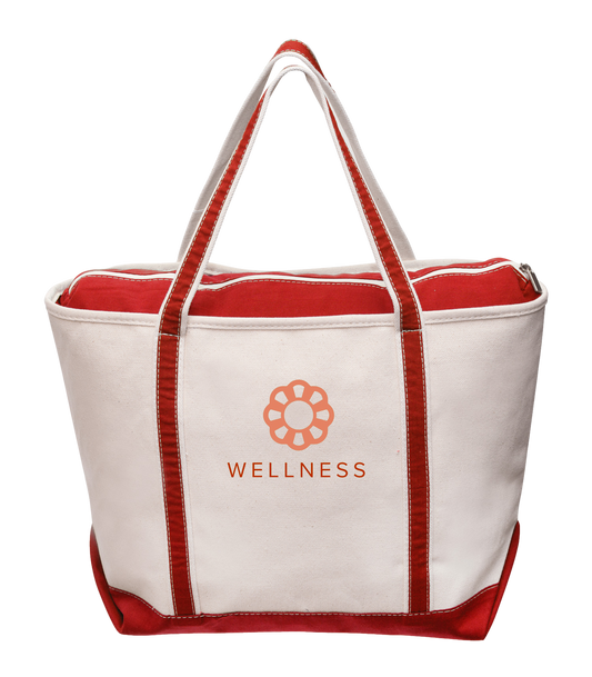 Natural / Black Sailway Large Zippered Tote Bag