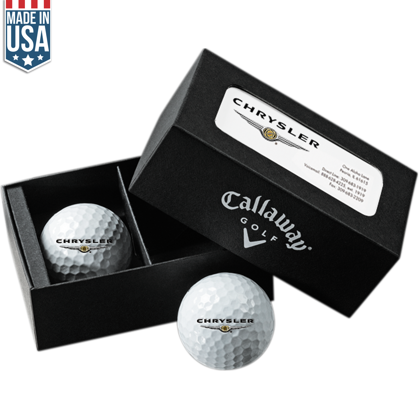 Black Callaway Business Card Box with Warbird Golf Balls
