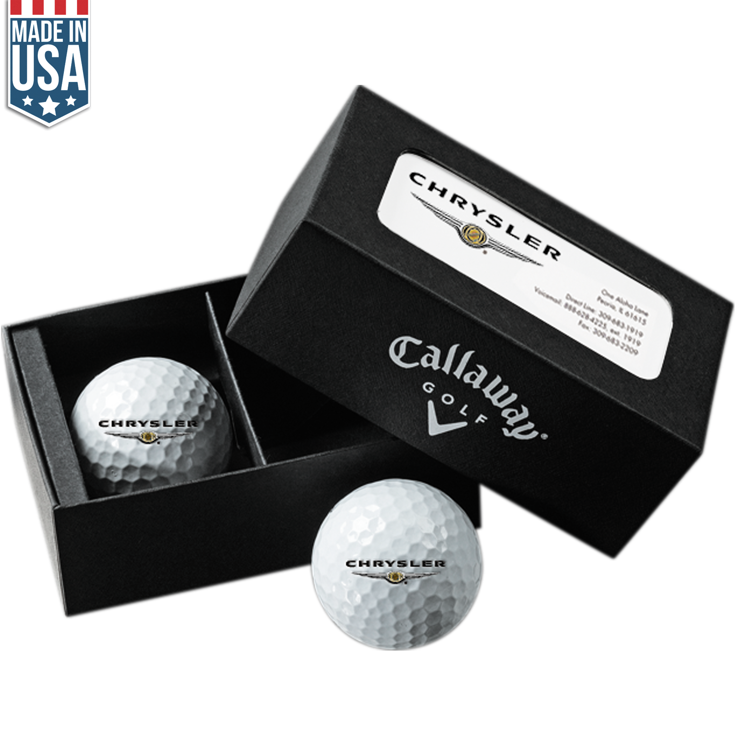 Black Callaway Business Card Box with Warbird Golf Balls