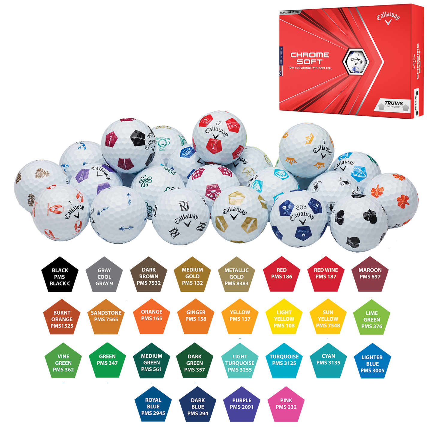 White Callaway Chrome Soft Truvis Golf Balls