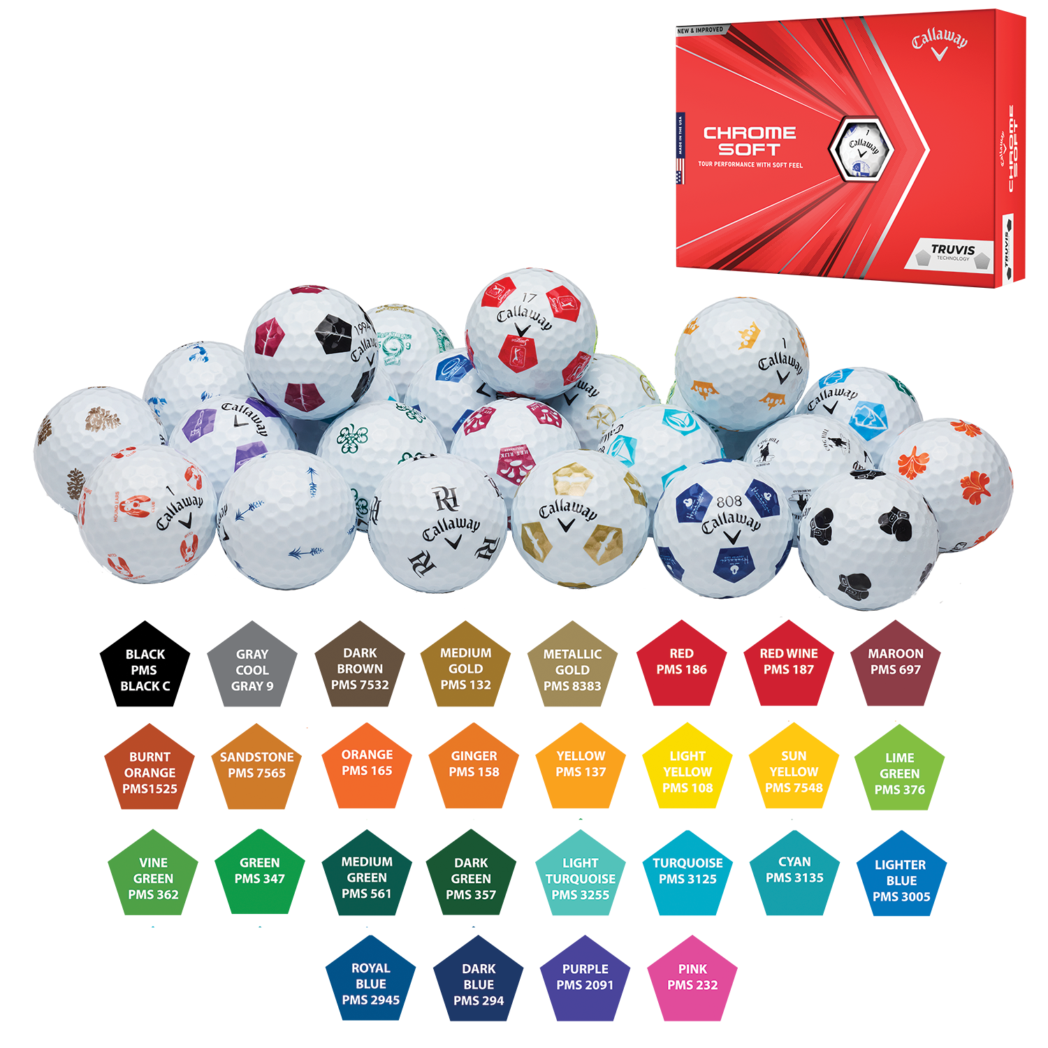 White Callaway Chrome Soft Truvis Golf Balls