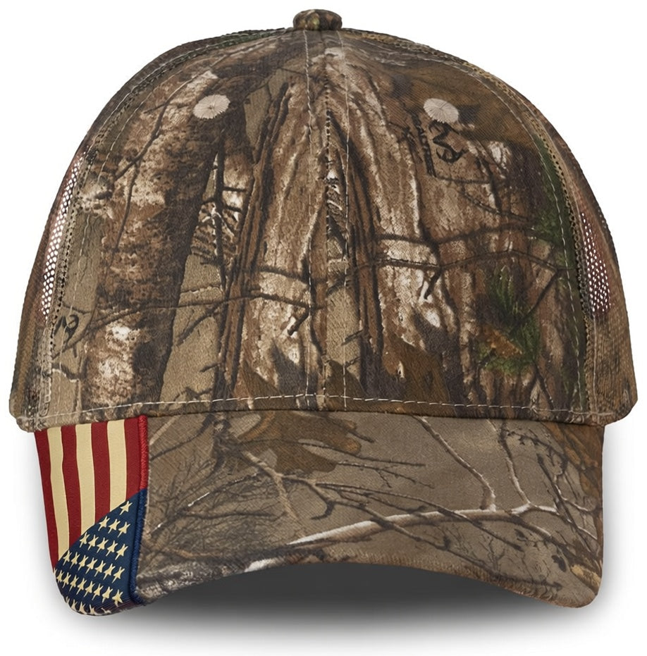 Camo Woven USA Flag Mesh Cap - LC350M