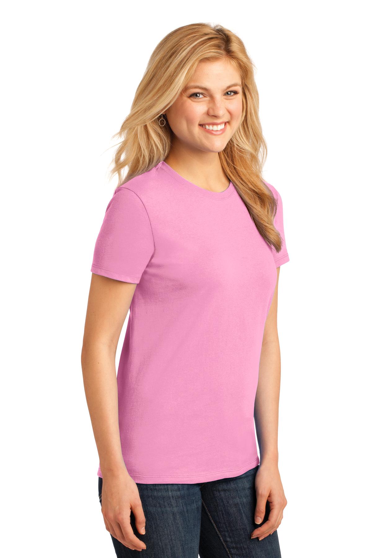 Candy Pink Port & Company Women's Core Cotton Tee. LPC54