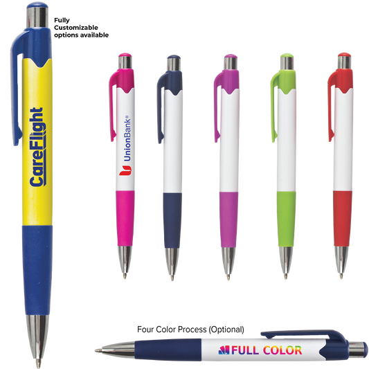 Blue Carnival Gripper Pen With Colored Accents