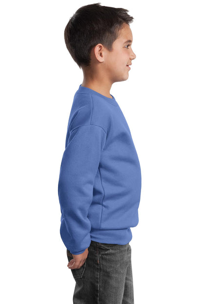 Carolina Blue Port & Company Youth Core Fleece Crewneck Sweatshirt. PC90Y