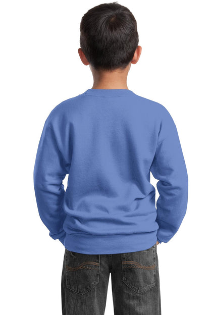 Carolina Blue Port & Company Youth Core Fleece Crewneck Sweatshirt. PC90Y