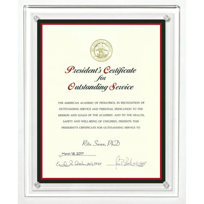 Certificate Holder - Clear on Clear - 8 1/2" x 11" Insert