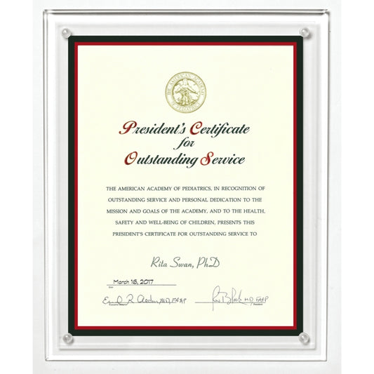 Large Certificate Holder - Clear on Clear - 8" x 10" Insert
