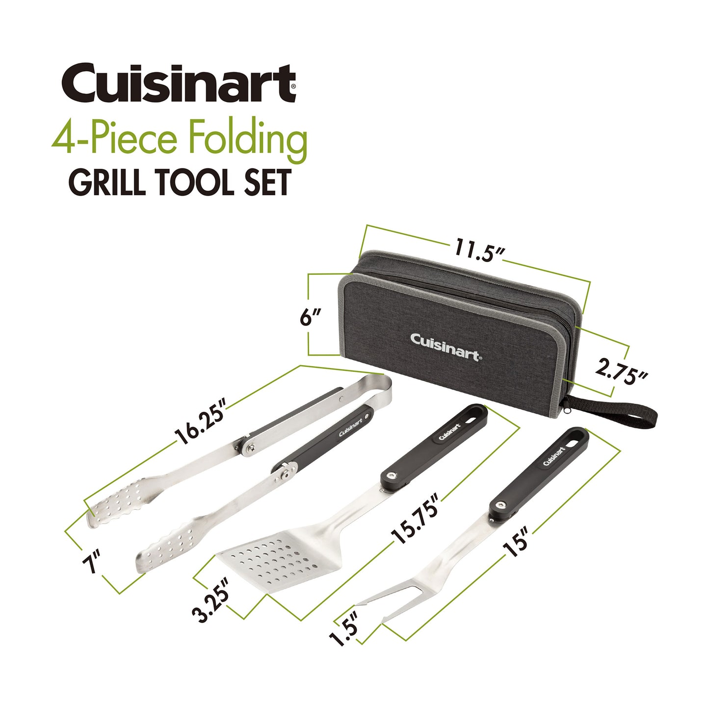 Charcoal Cuisinart Outdoors® 4-Piece Folding Grill Tool Set